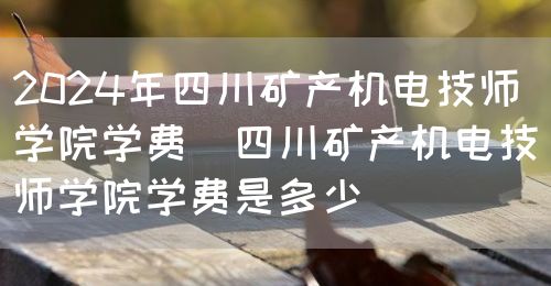 2024年四川矿产机电技师学院学费（四川矿产机电技师学院学费是多少）(图1)